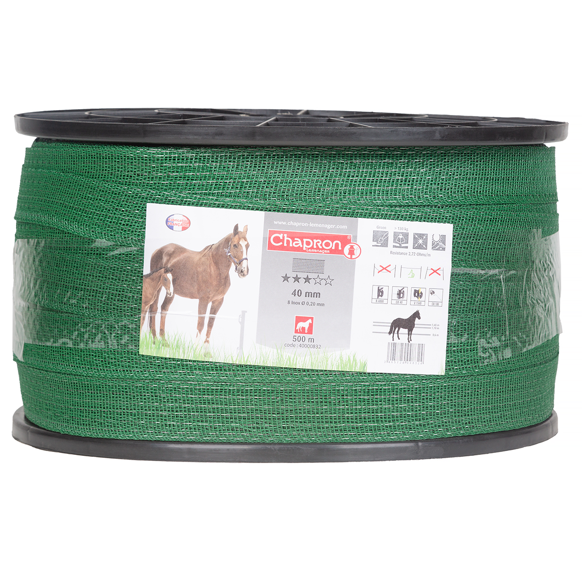 Taśma zielona do pastucha 40 mm RUBAN rolka 500 m