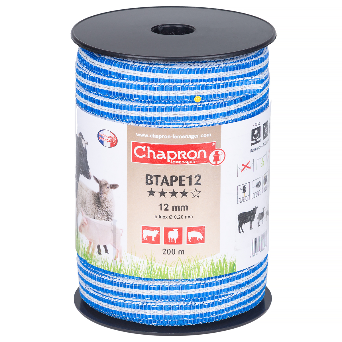 Taśma do pastucha niebieska 12 mm BTAPE12 rolka 200 m