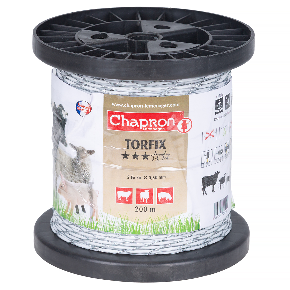 Plecionka biała do pastucha TORFIX 200 m - super niska oporność