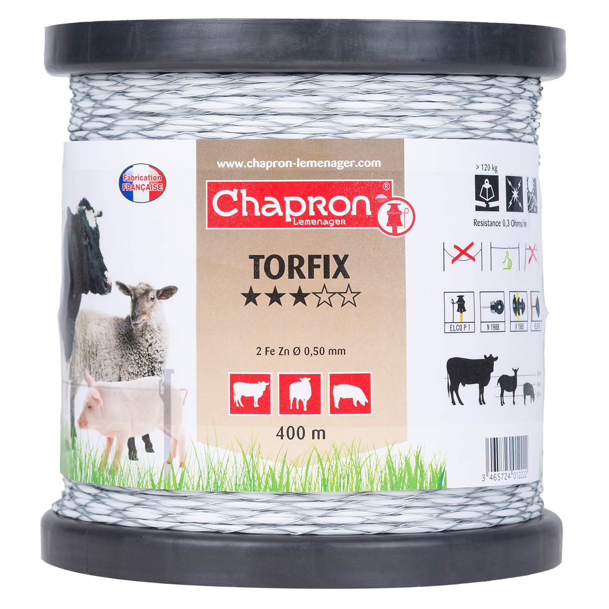 Plecionka biała do pastucha TORFIX 400 m - super niska oporność