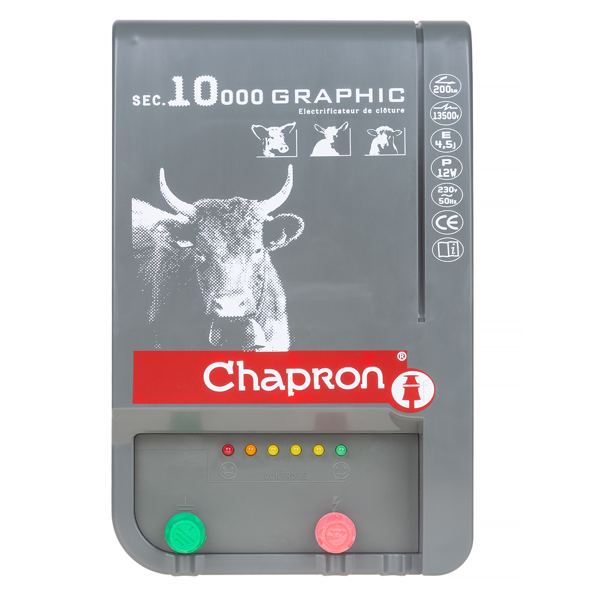 Mocny pastuch dla bydła i dzikich zwierząt Chapron SEC10000 5J z kontrolą napięcia