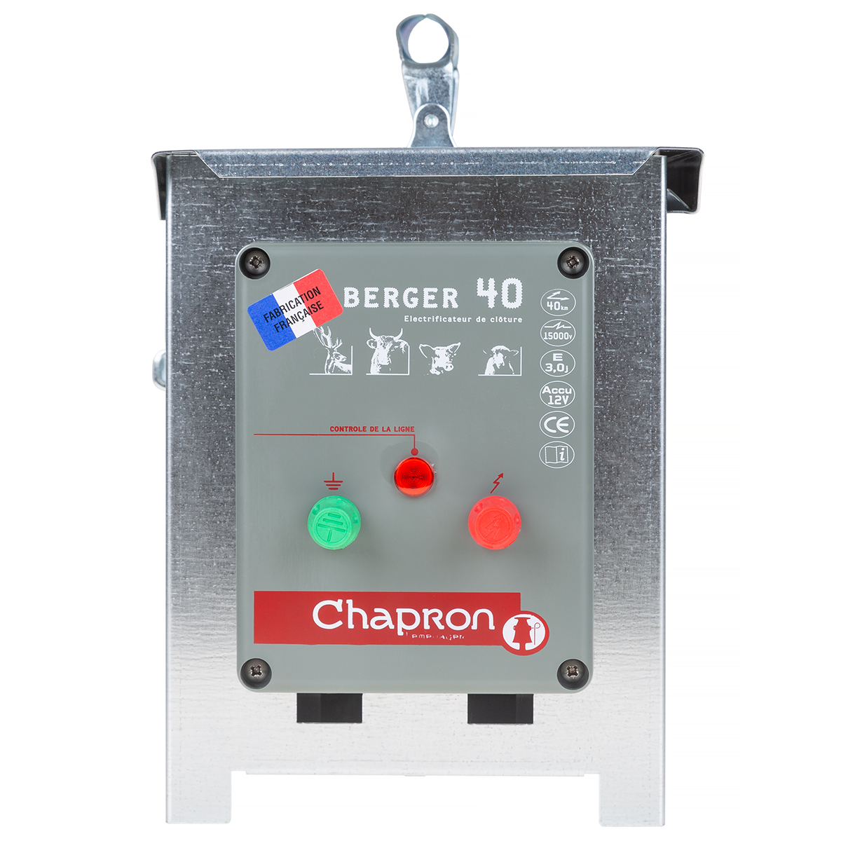 Super Mocny elektryzator akumulatorowy Chapron BERGER MAGNUM 3000mJ 9-12V w metalowej skrzyni