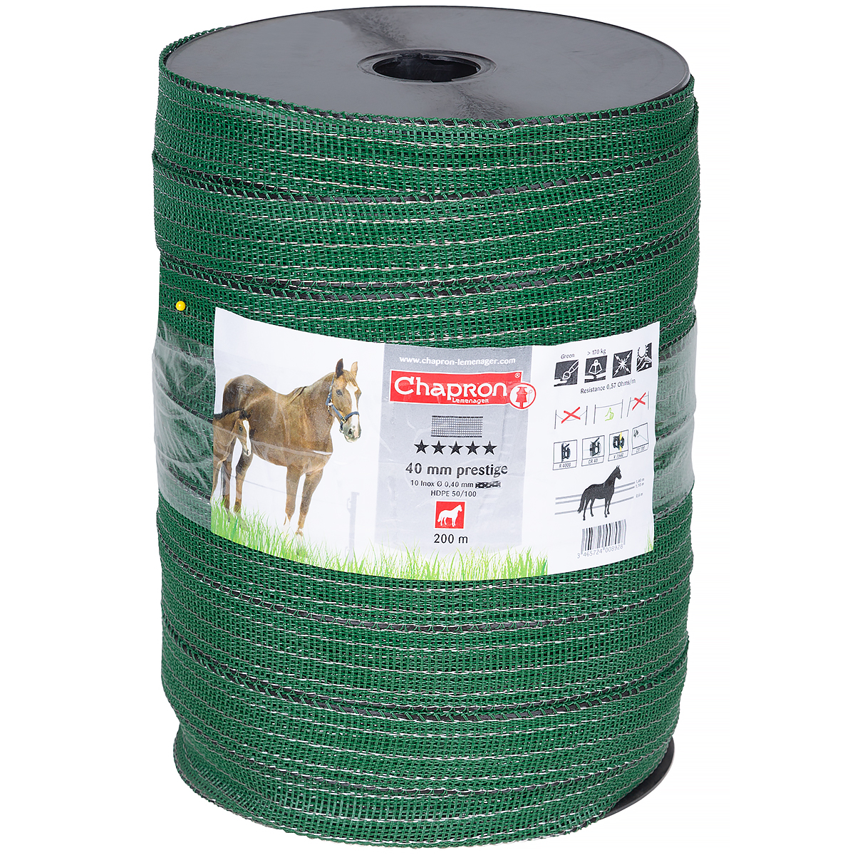 Taśma do pastucha szeroka 4 cm RUBAN PRESTIGE zielona rolka 200 m
