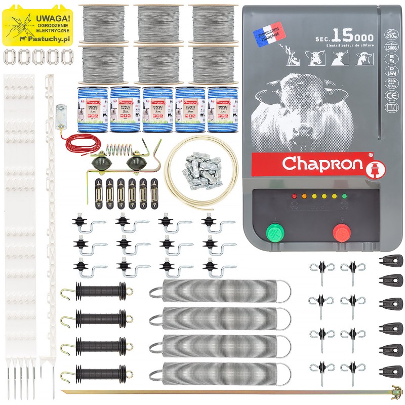 Mocny pastuch na sarny, dziki i jelenie 8 ha duży zestaw