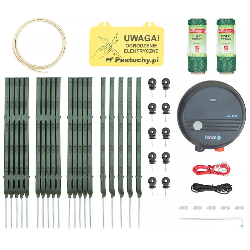 Pastuch dla psa zestaw 100 m ze słupkami i elektryzatorem 230 V