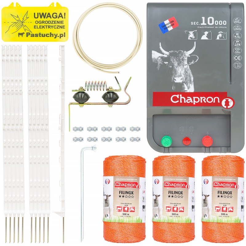 Pastuch elektryczny przeciw wydrom zestaw W-SEC 500 ze słupkami