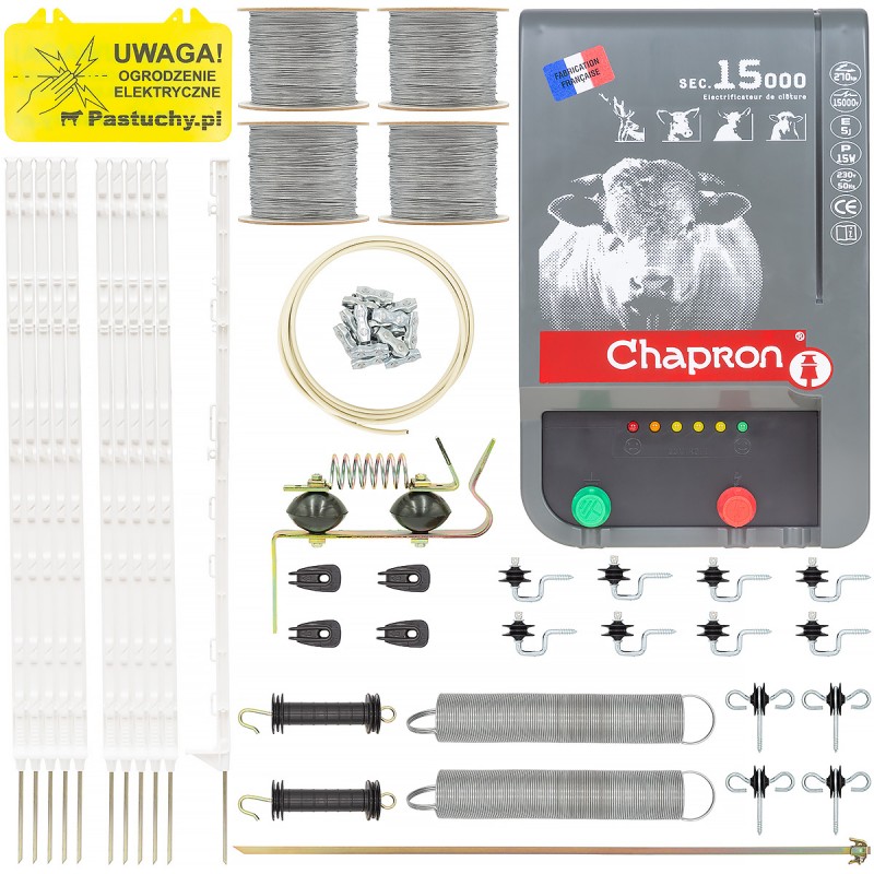 Pastuch na dziki - kompletny zestaw 8ha ze słupkami i elektryzatorem 230 V