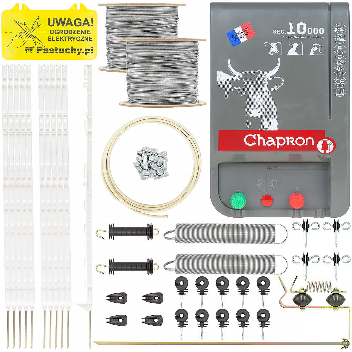 Zestaw pastucha elektrycznego do wygradzania pastwisk dla bydła