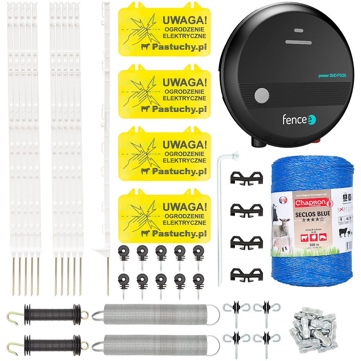 Pastuch elektryczny dla krów uniwersalny zestaw na 250 m