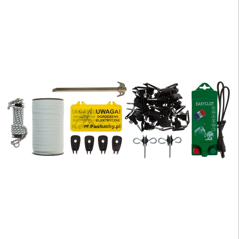 Ogrodzenie elektryczne do wygradzania wybiegu dla koni - kompletny zestaw GARD Horse 200 z taśmą